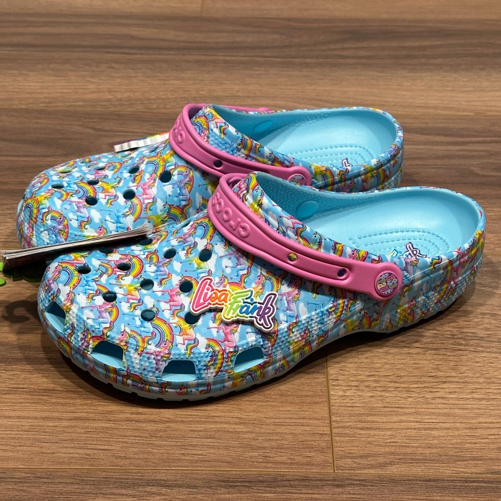 NEW Crocs X Lisa Frank Rainbow Unicorn Clogs Size 12